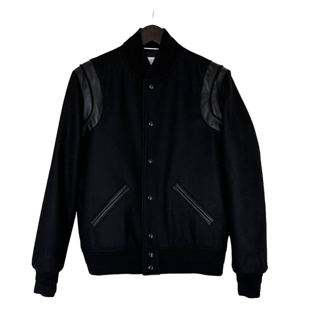 Like New Saint Laurent “Teddy” Leather-Trimmed Wool Bomber Jacket (Worn Once)